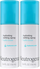 Neutrogena Hydro Boost Hydrating Makeup Setting Spray with Hyaluronic Acid,Setting Spray for Smooth,Dewy Skin,Fragrance Free,Non-Comedogenic & Hypoallergenic,3.4 fl. oz,(Pack of 2)