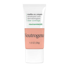 Neutrogena Clear Coverage Flawless Matte CC Cream, Full-Coverage Color Correcting Cream Face Makeup with Niacinamide (b3), Hypoallergenic, Oil Free &-Fragrance Free, Apricot, 1 oz