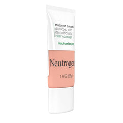 Neutrogena Clear Coverage Flawless Matte CC Cream, Full-Coverage Color Correcting Cream Face Makeup with Niacinamide (b3), Hypoallergenic, Oil Free &-Fragrance Free, Apricot, 1 oz