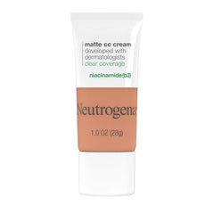Neutrogena Clear Coverage Flawless Matte CC Cream, Full-Coverage Color Correcting Cream Face Makeup with Niacinamide (b3), Hypoallergenic, Oil Free & Fragrance Free, Cappuccino, 1 oz
