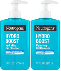 Neutrogena Hydro Boost Face Wash,Fragrance Free,Hydrating Facial Cleanser with Hyaluronic Acid,Daily Foaming Face Wash & Makeup Remover,Hypoallergenic Gel Cleanser,16 fl. oz,(Pack of 2)